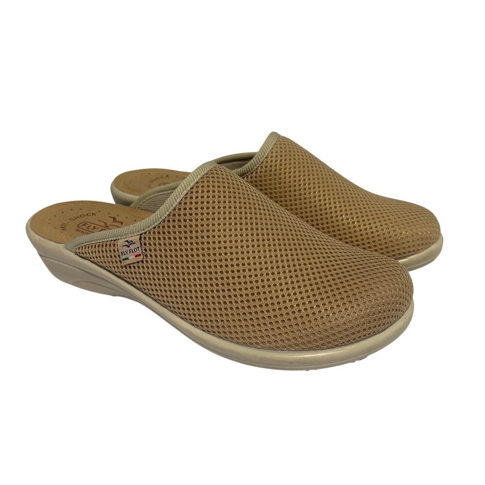 Fly Flot - Italian made Slip on Mule Clogs-Beige- Women's 39/8.5US